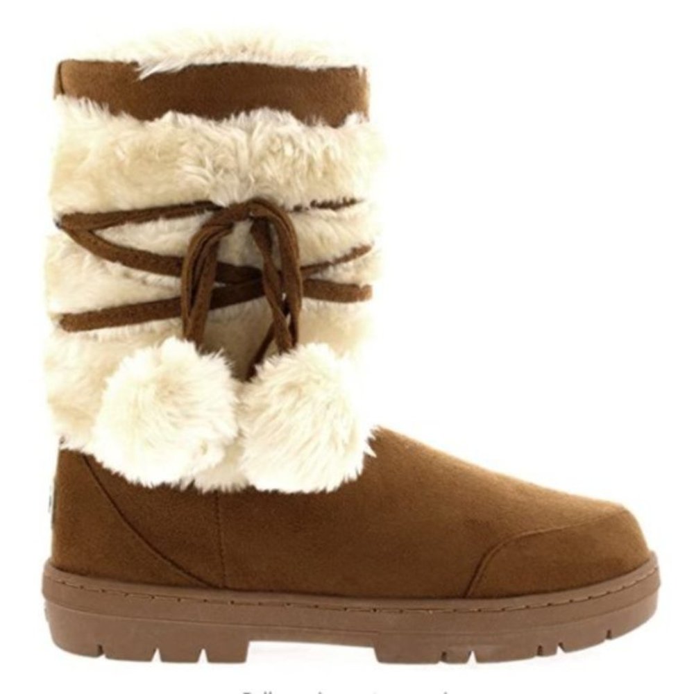 NWT Sherpa Furry Suede Rubber Sole Winter Boots - Picture 2 of 5